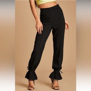 Lulus 4TH & Reckless Alma Black Ankle-Tie Trouser Pants